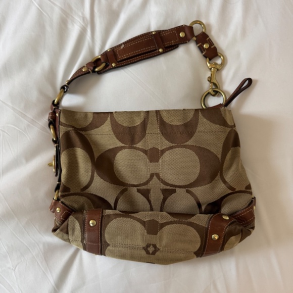 Vintage Coach Brown and Tan Monogram Shoulder Bag - Picture 9 of 9